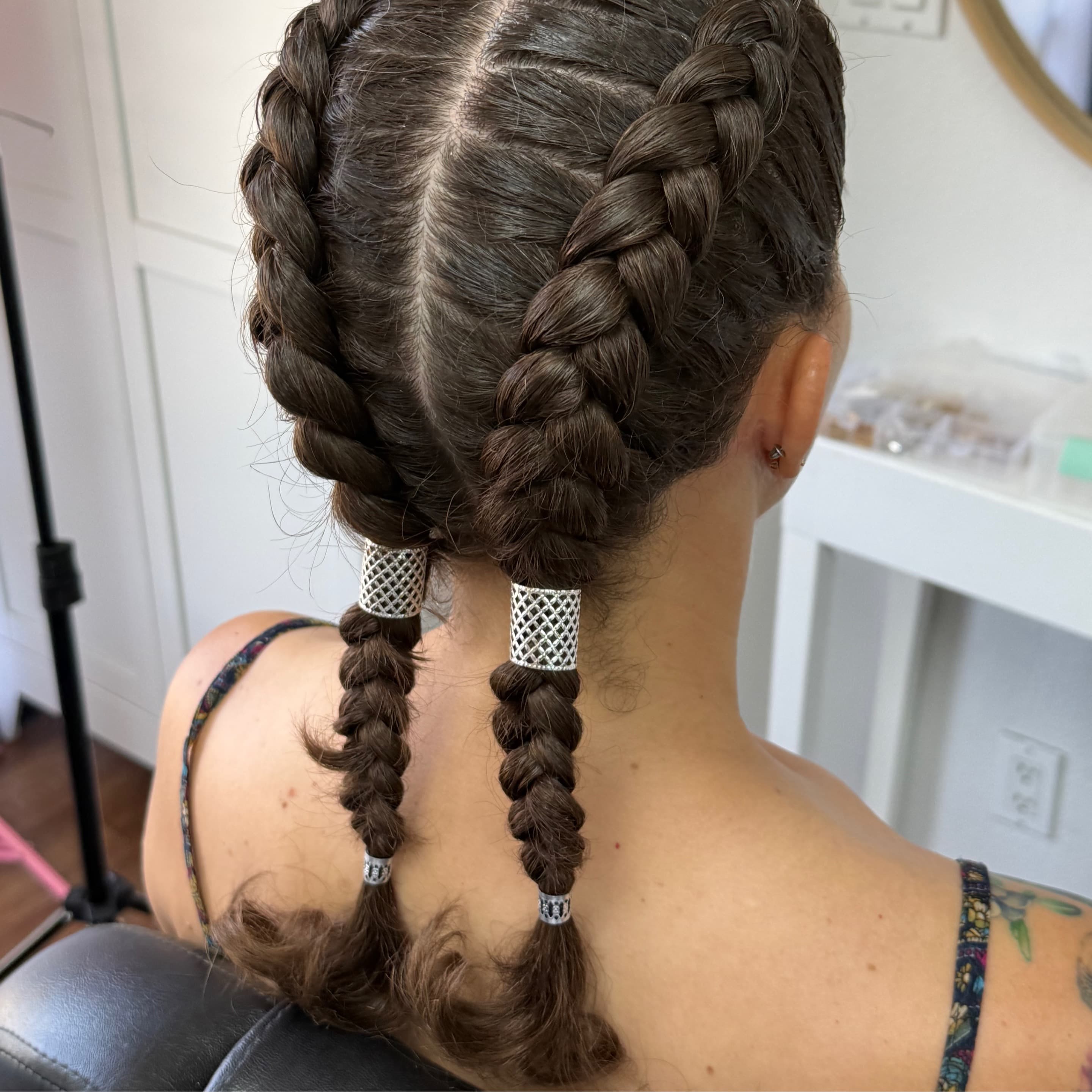 Two braids (short hair)
